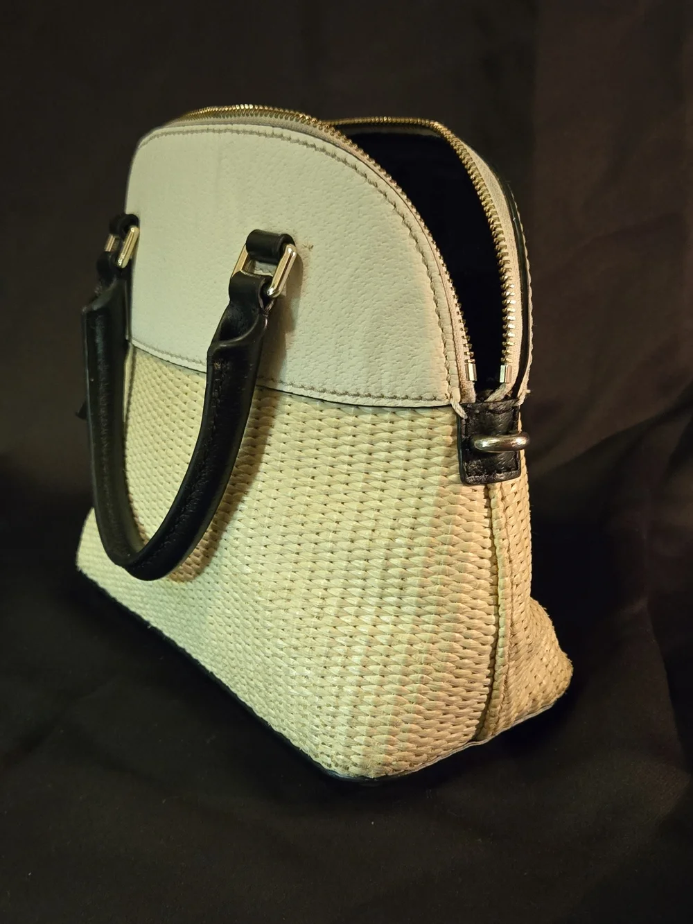 kate spade Cream Woven Dome Satchel
